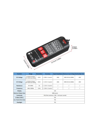 Bsıde A1 Mini Lcd Test Cihazı Voltaj Fermuarsız Kılıf Dijital Multimetre