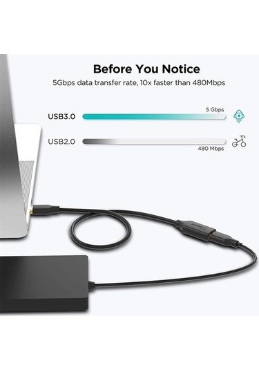 Ebitda Qg-cvq21 1m Usb 3.0 Adaptör Uzatma Kablosu - Mac/pc İçin Yüksek Hızlı Veri Aktarım