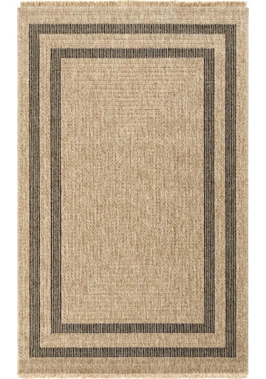 Çam Halı İndia 668 Siyah Seyran Halı Modern Jüt Desen Makine Halısı