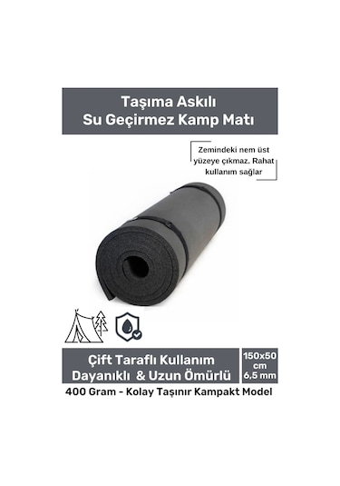 Su Geçirmez Konfor Modeli Taşıma Askılı Çift Taraflı Kamp Zemin Çadır Uyku Matı Siyah Yer Minderi Çok Renkli