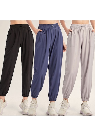 Jeemson Kadın Spor Taytları: Yoga & Koşu İçin Esnek Bel, Cepli, Cepli Cep, Konforlu, Uzun, Düz Renk Gri