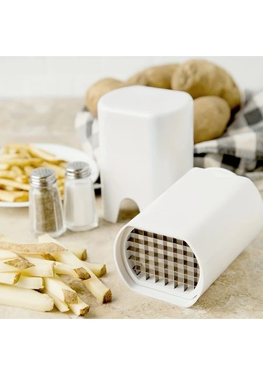 Meridiangoods Beyaz Patates Kesici Kaymaz Tabanlı Çok Amaçlı Sebze Dilimleyici Ev Kullanımı Beyaz