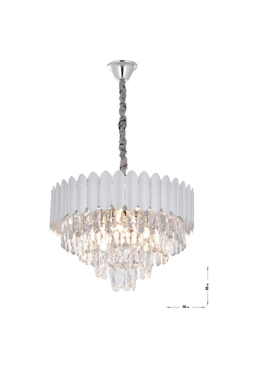 Rossa 50'lik Kristal Prizma Taşlı Lüks Avize - Gümüş Yaldız Renk Gümüş Yaldız