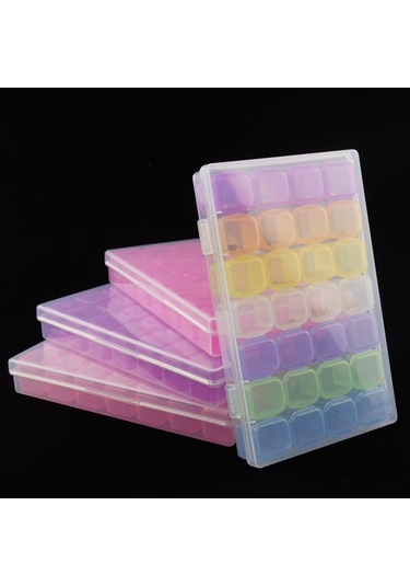 Qingmipy 28 Bölmeli Pembe Akrilik Manikür Alet Kutusu - Taşınabilir, Şeffaf Kapaklı, Ayrı Kullanıma Uygun Depolama Kutusu Diğer