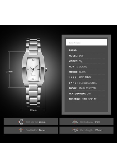 Padalink Skmeı Kadın Kol Saati 1400 Modeli - Kuvars Hareketli, 3atm Su Geçirmez, Paslanmaz Çelik Kayışlı, Rose Altın Rengi, Minimalist Tarz Gold