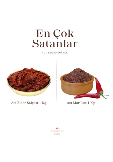 Zahmet Acı Biber Salçası 1 Kg + Acı Mor Isot 1 KG