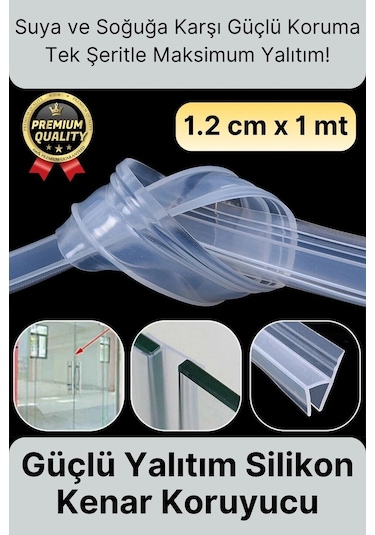 Çok Amaçlı Su Soğuk Geçirmez Kapı Pencere Cam Duşakabin Yalıtım Silikon Kenar Koruyucu 1.2 Cm X 1 Mt Diğer