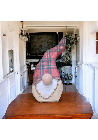 Gnome, Burnuk, Sakallı Kafadar Ekoseli Ahşap Dekor