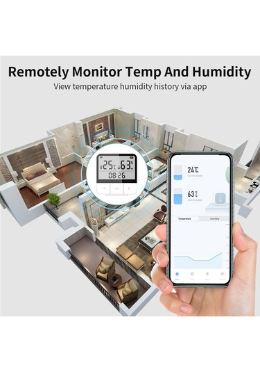 Jms Tuya Wifi Akıllı Sıcaklık Nem Sensörleri Saat Tarih Hafta Ekranı Akıllı Ev Ofis