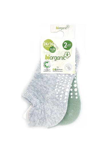 Biorganic Unisex 2'li Kaymaz Çorap 68487 Gri-nil Çok Renkli