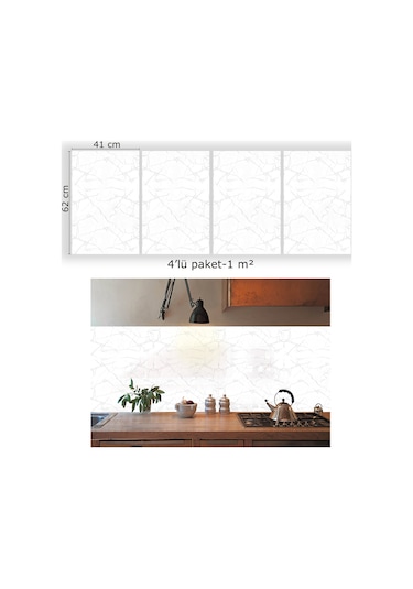 Tink Kendinden Yapışkanlı Silver Desenli Pvc Panel 41x62 Cm