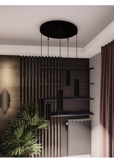 Zenya Siyah Renk 5'li Spot Avize- Modern Tavan Sarkıt, Gu10 Duy