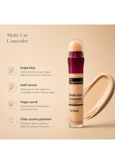 The Voguemaxima Luméa Sünger Uçlu Likit Kapatıcı 02 Nude 8 Ml