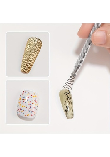 1 Adet 7 İğneli Tırnak Fırçası: Paslanmaz Çelik Saplı 7 Metal İğne