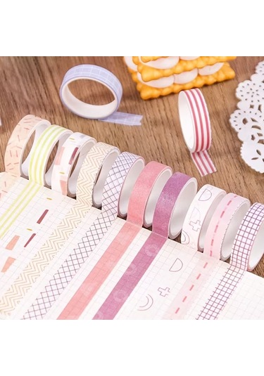 Share Vintage Washi Tape Bant Yapışkanlı Maskeleme Kağıdı Desenli Bant 20'li - Basic Seri Desenler 1