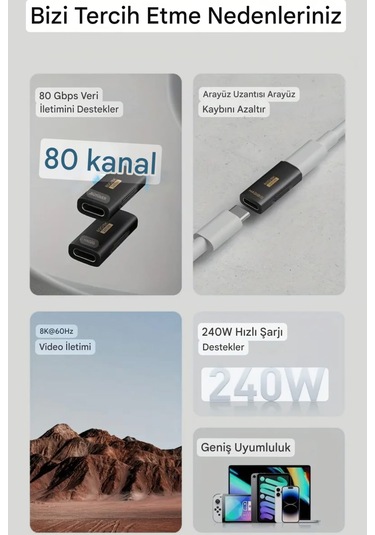 Hagibis Çevirici Dönüştürücü Adaptör Dişiden Dişiye 240w 8k 80gbp