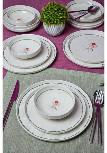 Heda Porselen Ebrusu 18 Parça 6 Kişilik Porselen Yemek Takımı