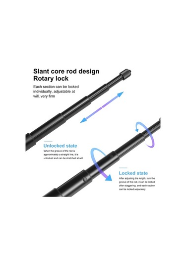 Tongxida Puluz 3m Metal Selfie Çubuğu Insta360 One Rs / X2 / X3 / X4 Siyah