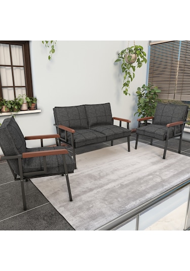 Modern Balkon, Bahçe, Cafe, Metal Kanepe Koltuk Takımı , Bahçe Mobilyası, 211 - Antrasit Koyu Gri