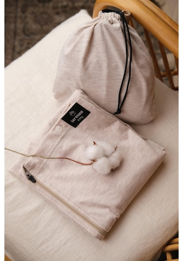 Pamuklu Puset Bebek Arabası Ve Emzirme Örtüsü Bej