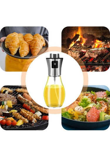 Hangfox Paslanmaz Çelik 200ml Yağ Püskürtme Şişesi - 2'li Set Fünye Hediyeli Çok Renkli