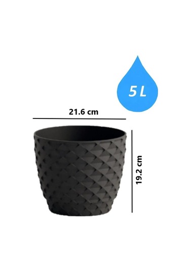 Omnipazar So-kap4 Kapadokya Dekoratif Plastik Saksı 5 Litre No 4 Antrasit 116