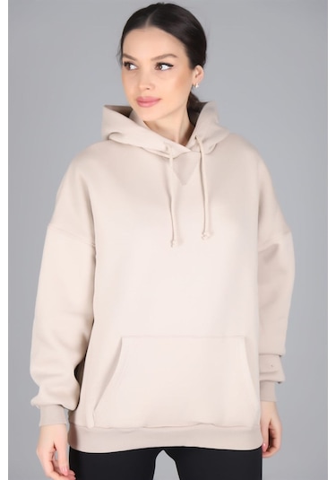 Sweetness Kadın Açık Bej Kapüşonlu Sweatshirt Açık Bej