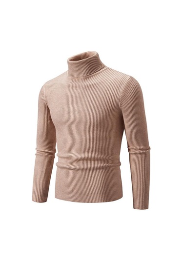 Koyu Kahverengi 2023 Sonbahar/kış Yeni Erkek Altlığı Yüksek Polo Yaka Örgü Düz Renkler Kazak Erkek Altlığı Koyu Kahverengi