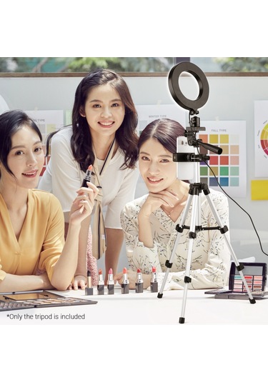 Mini Masaüstü Tripod Standı Alüminyum Alaşımlı 1/4 İnç Vida 21cm-65cm Akıllı Telefon Canlı Yayını İçin Ayarlanabilir Yükseklik Kompakt Led Video Işığı Dijital Kamera Gümüş