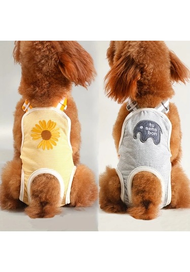 Elmpaly Gri, S Çizgili Yıkanabilir Küçük Köpek Bezi - Rahat Vücuda Oturan Mevsimlik Polyester Külot