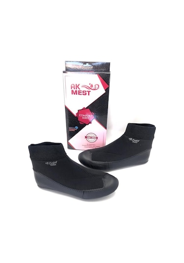 Hakiki Deri Termal Karnili Comfort Çorap Mest Siyah