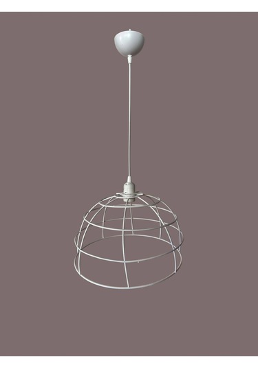 Yarım Küre Avize Teli , İskeleti 35x20 Cm Beyaz Statik Boyalı Duy Takımı Dahil Beyaz