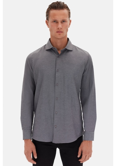 D'S Damat Ds Damat Slim Fit Antrasit Italyan Yaka Armürlü Uzun Kollu Kolay Ütülenebilir Nefes Alan Dört Mevsim 2HF02ORT3185 Antrasit