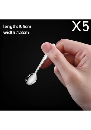 Honmex 5 Adet 304 Paslanmaz Çelik Mini Kahve/çay Kaşığı Seti - Dayanıklı Ve Şık Servis Eşyası Gümüş