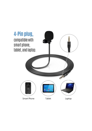 Lemestar "mini Klips Mikrofon: 3 Metre Kablo İle Canlı Yayın Ve Kayıt İçin 3.5mm Jaklı"