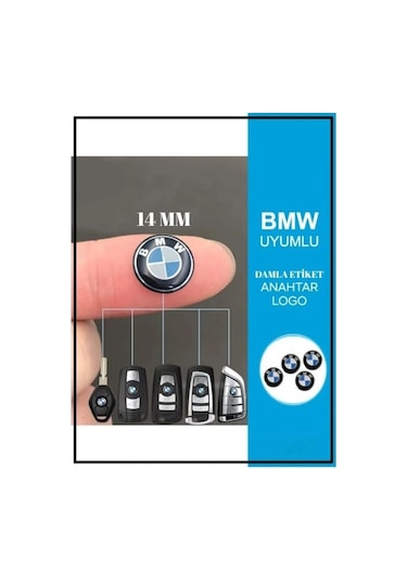 Bmw Logolu Anahtar Amblemi Logo 2 Adet 14mm Damla Etiket