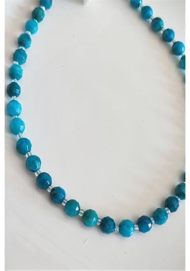 Badeaccessories Çokgen Apatit Doğal Taş Kolye
