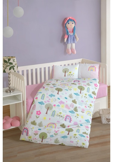 Clasy Bebek Nevresim Takımı Sun Flower Pembe Pembe