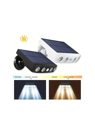 Chenkestoreone 1 Adet Güneş Enerjili Hareket Sensörlü Beyaz Işık Dış Mekan Bahçe Güvenlik Aydınlatma Beyaz