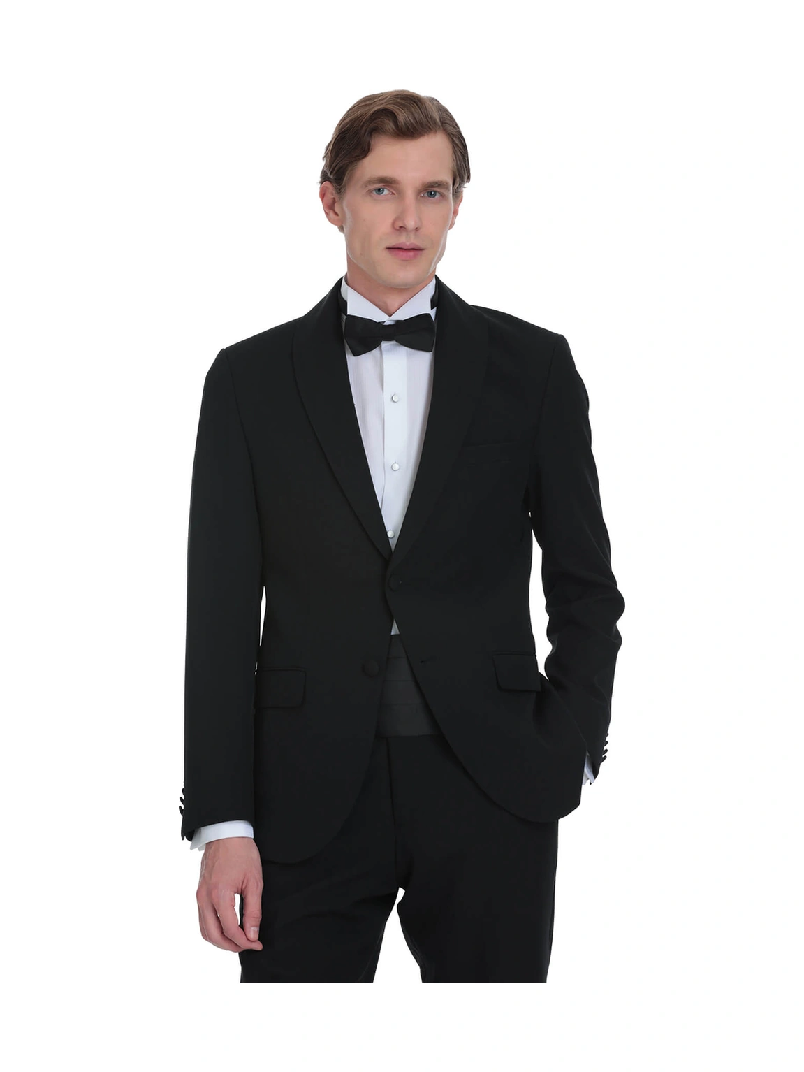 Hatemoğlu Siyah Slim Fit Çıkma Şal Yaka Damatlık Siyah