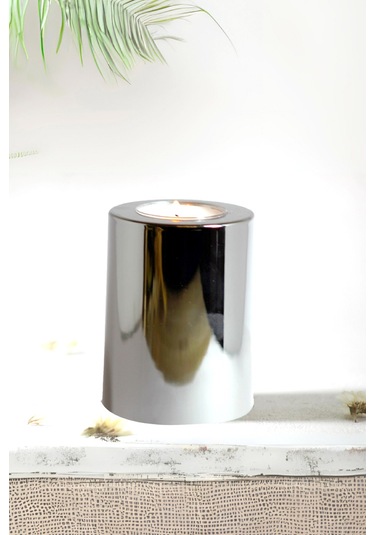 3 Lü Silver Krom Parlak Yüzey Mumluk Dekoratif Tealight Set Mum