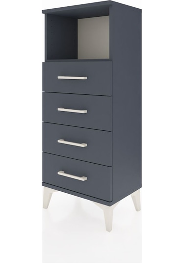 Arges Komodin Tek Raflı 4 Çekmeceli 44x30x106 Antrasit-antrasit Antrasit