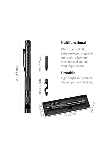 Pazly Çok Fonksiyonlu Kamp Kalemi: Pusula & Acil Durum Düdüğü, Alüminyum, 16cm, Çok Renkli, Outdoor Yardım Çok Renkli