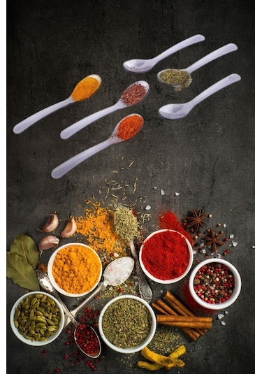 Flora 24 Lü Baharat Kaşığı Seti Plastik, Tuz Şeker Karabiber Kakao Kahve Kekik Kaşığı 24 Lü Set Şeffaf