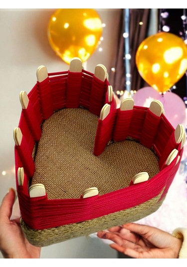 Kalpli Kutu, Kalpli Hediye Sepeti, El Yapımı Butik Hediye Kutusu, Kırmızı Kalp Kutu Sepet Kırmızı