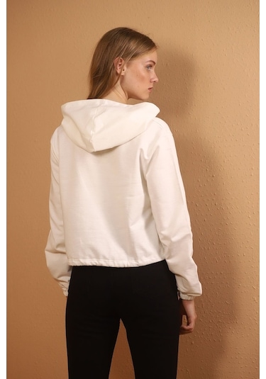 Gabria Kadın Kapüşonlu Baskılı Sweat Beyaz (505752597)