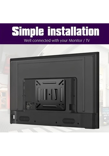 Xuweiwei 14-27 İnç Siyah Sabit Düz Ekran Tv Montaj Braketi Demir Vida Siyah