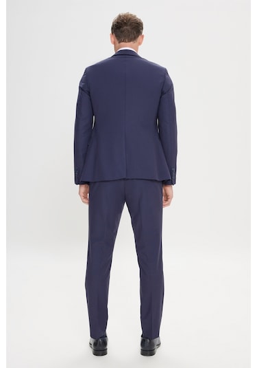 AC&Co / Altınyıldız Classics Erkek Lacivert Slim Fit Dar Kesim Mono Yaka Takım Elbise Lacivert