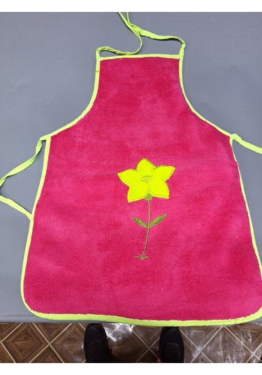 Peluş Mutfak Önlüğü / Su Geçirmez Pembe / Yeşil Pembe Yeşil