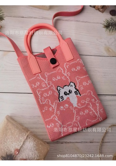 Yaz Sıcak Satış Sezon Örme Küçük Kare Çanta Kaliteli Çanta Crossbody Cep Watermelon Red Many Cats Kırmızı